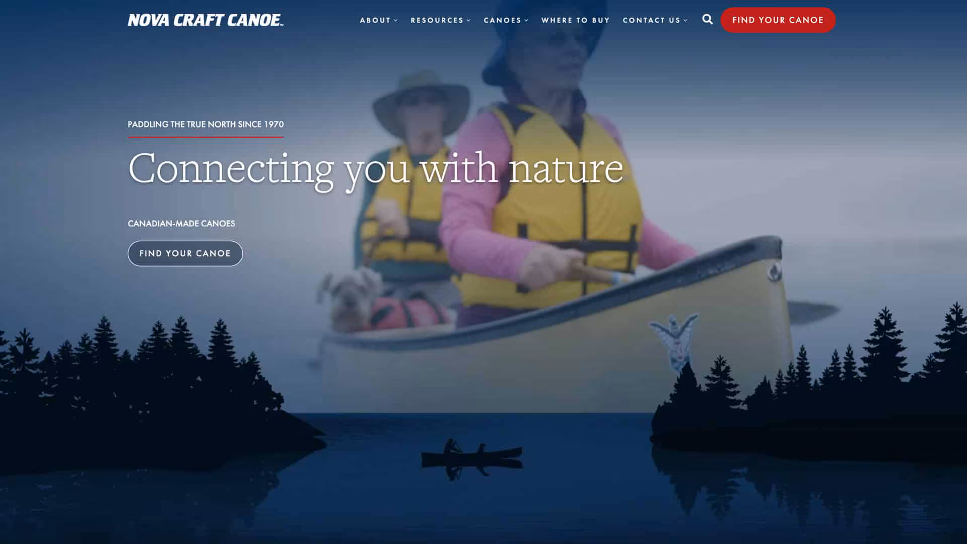 nova craft canoe website screenshot